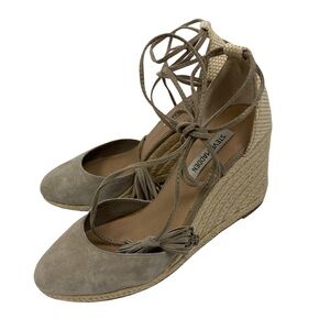 Steve Madden Bestow Wedge Espadrille Leather Upper Strappy Wedge Sandals 8.5 M